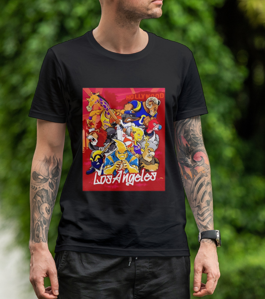Los Angeles Legends Hollywood Sports Mashup With Dodgers Lakers Kings Rams And Clippers T-Shirt