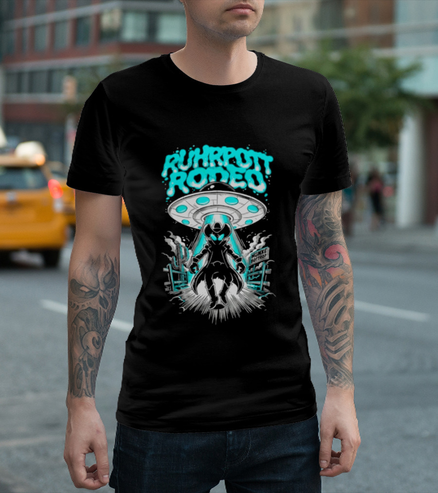Ruhrpott Rodeo Hunxe Bottrop Alien Cowboy UFO Texas Stadium T-Shirt