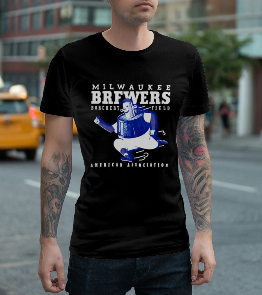 Milwaukee Brewers Borchert Field American Association Retro Baseball T-Shirt