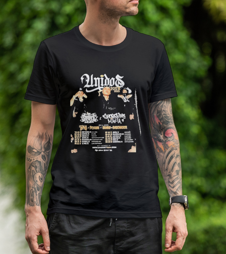 Unidos Tour 2025 Santa Fe Klan Shoreline Mafia Tour Dates Kelvin Azari Beni Fnt GeraMX Scarface T-Shirt