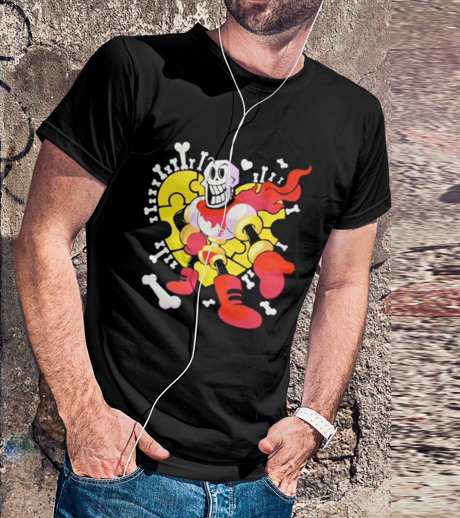 Papyrus Bonetrousle 10th Anniversary Undertale Puzzle Heart Skeleton T-Shirt