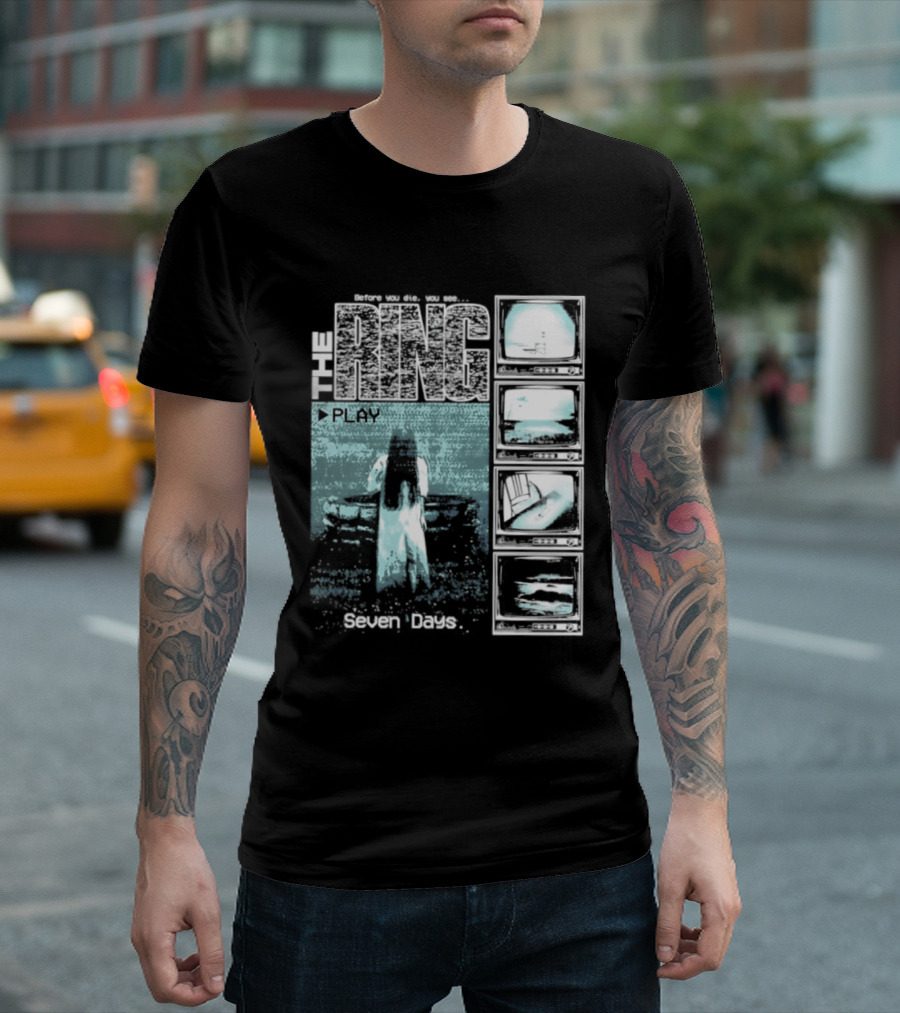 The Ring Seven Days Play Tape Iconic Horror Movie Scene T-Shirt