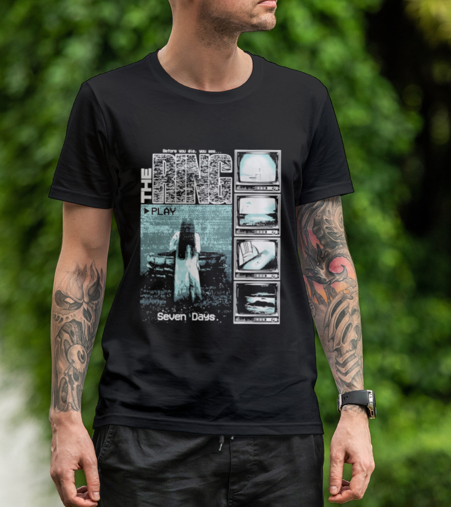 The Ring Seven Days Play Tape Iconic Horror Movie Scene T-Shirt