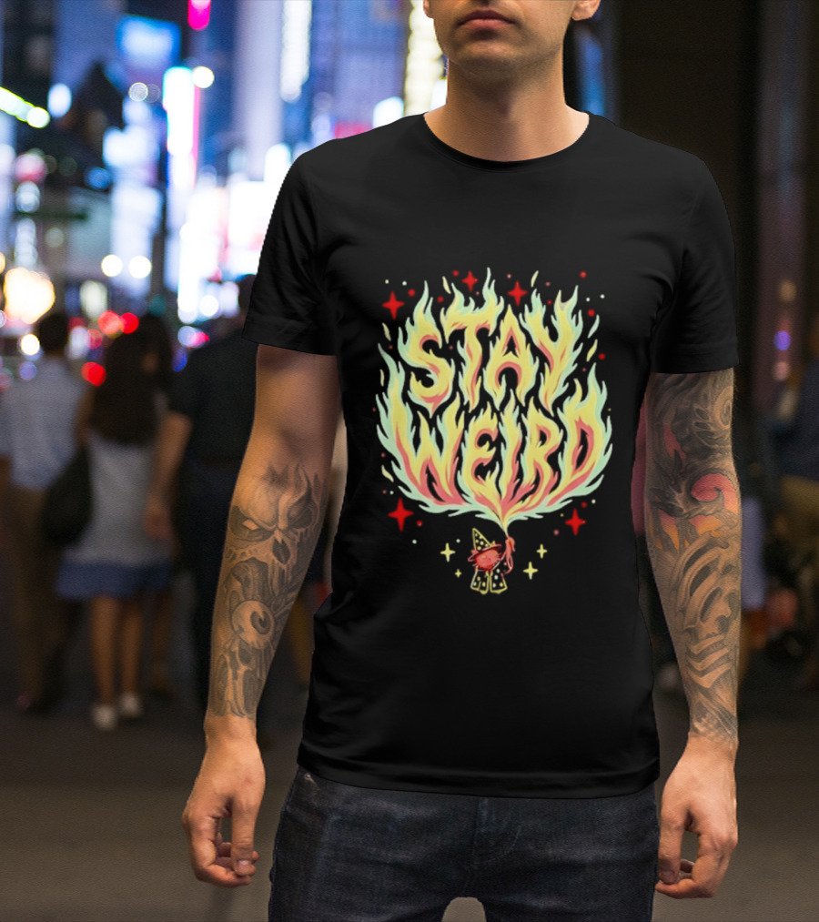 Stay Weird Witch Cat Magic Flame T-Shirt