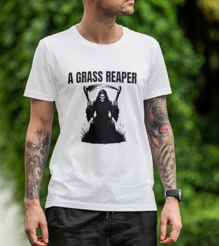 A Grass Reaper Lawn Mower Gardening T-Shirt