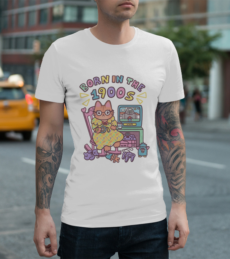 Born In The 1900s Cat VHS Gaming Nostalgia T-Shirt