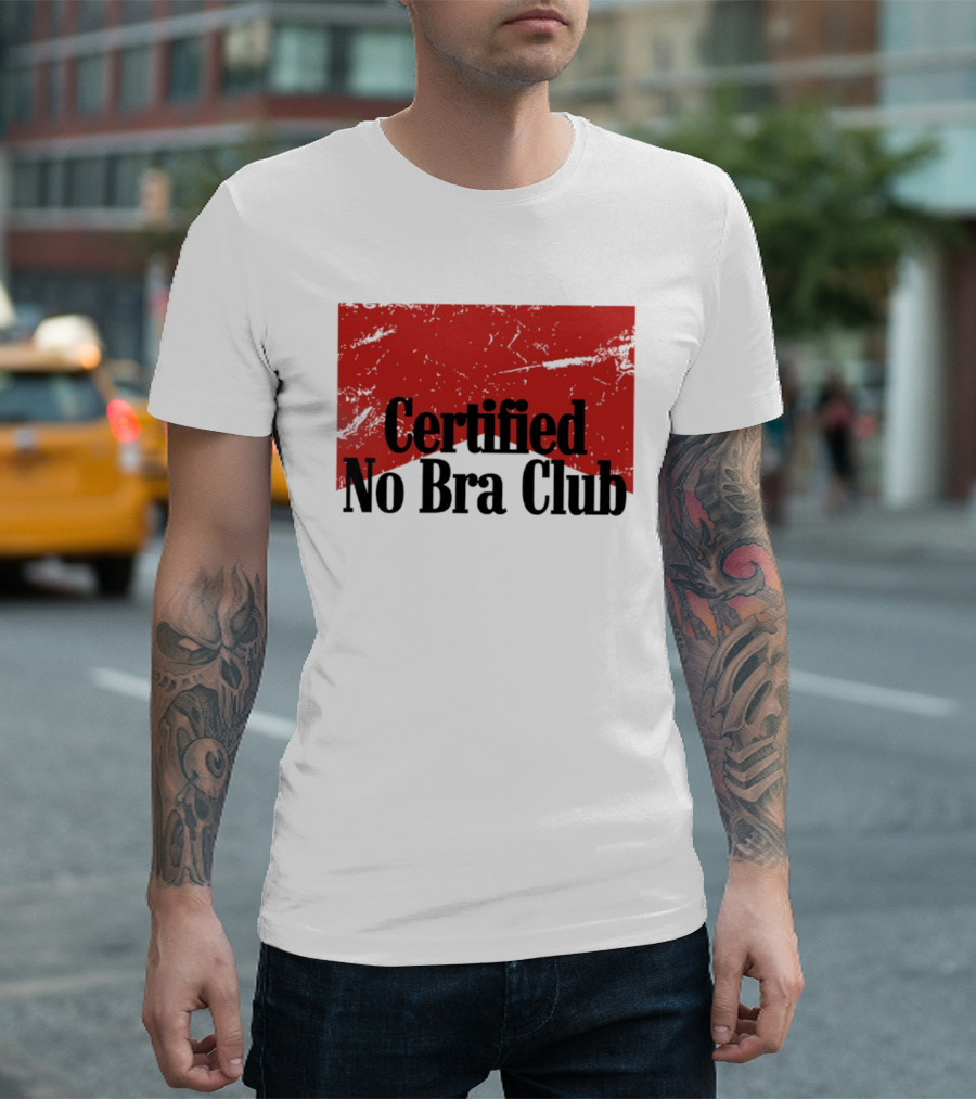 Certified No Bra Club Marlboro Parody Red Banner T-Shirt