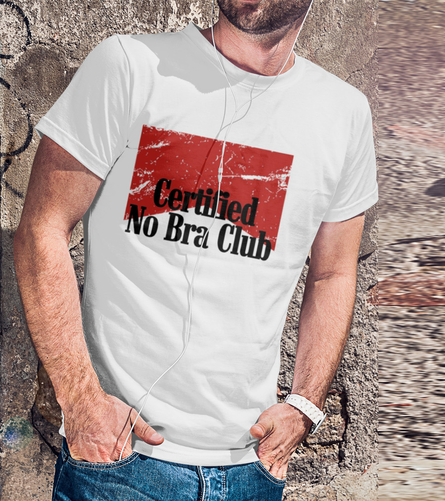 Certified No Bra Club Marlboro Parody Red Banner T-Shirt