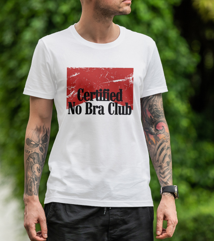 Certified No Bra Club Marlboro Parody Red Banner T-Shirt