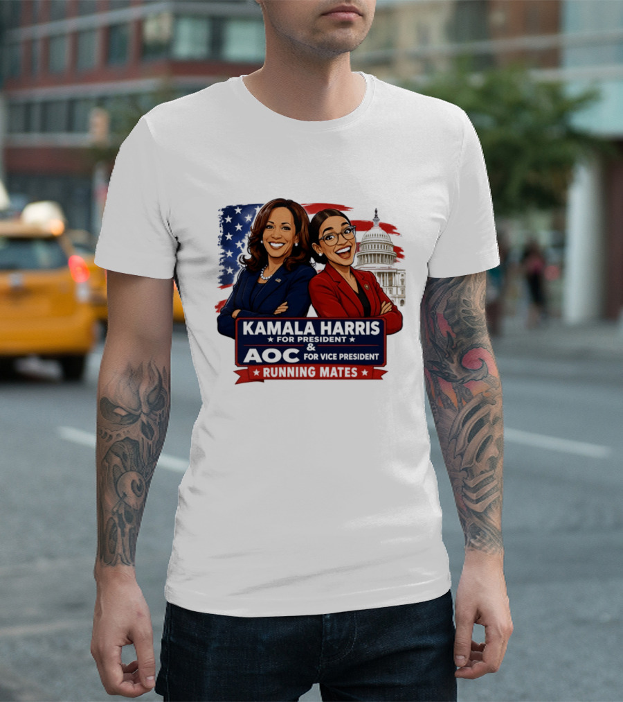 Kamala Harris For President AOC Vice President Running Mates Capitol T-Shirt