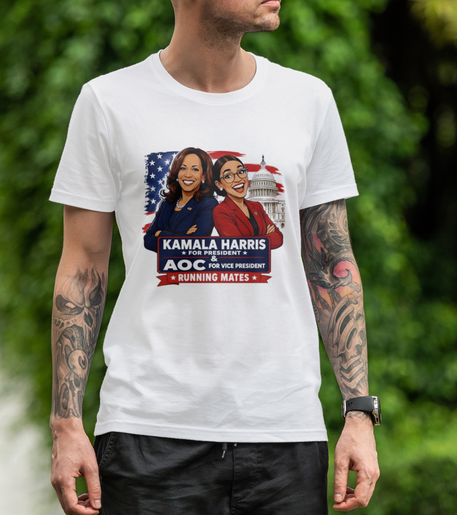 Kamala Harris For President AOC Vice President Running Mates Capitol T-Shirt