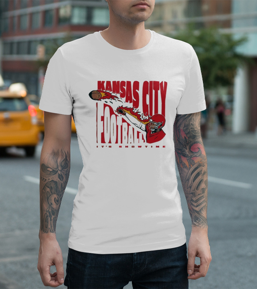 Kansas City Football It's Showtime Quarterback Fireball Pass T-Shirt