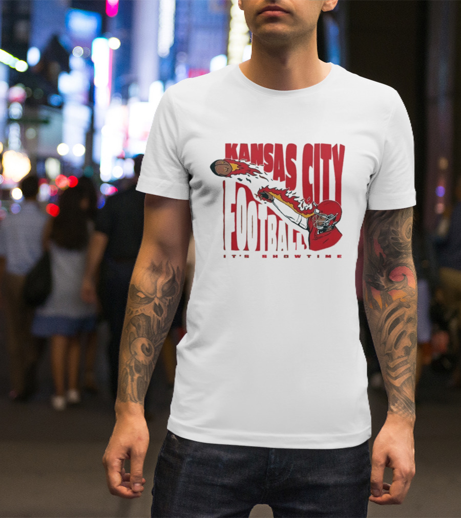 Kansas City Football It's Showtime Quarterback Fireball Pass T-Shirt