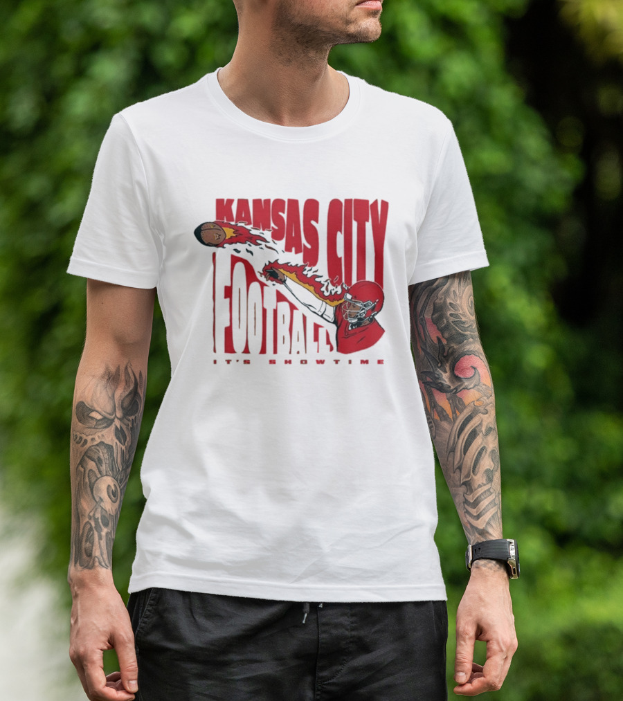 Kansas City Football It's Showtime Quarterback Fireball Pass T-Shirt