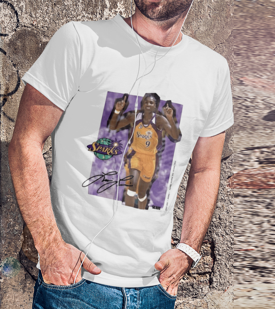 Lisa Leslie Los Angeles Sparks No 9 1997 2009 SLAM Autographed Basketball Legend T-Shirt