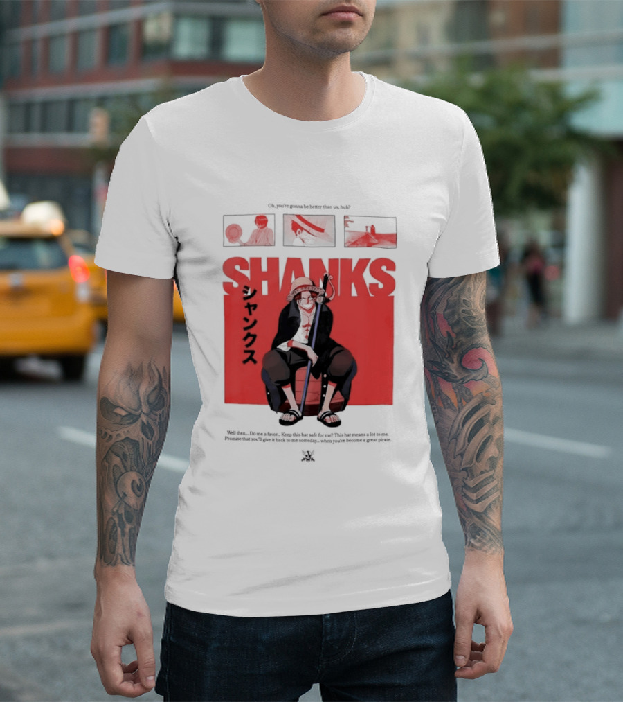 One Piece Shanks Luffy Straw Hat Pirates Manga Panels T-Shirt