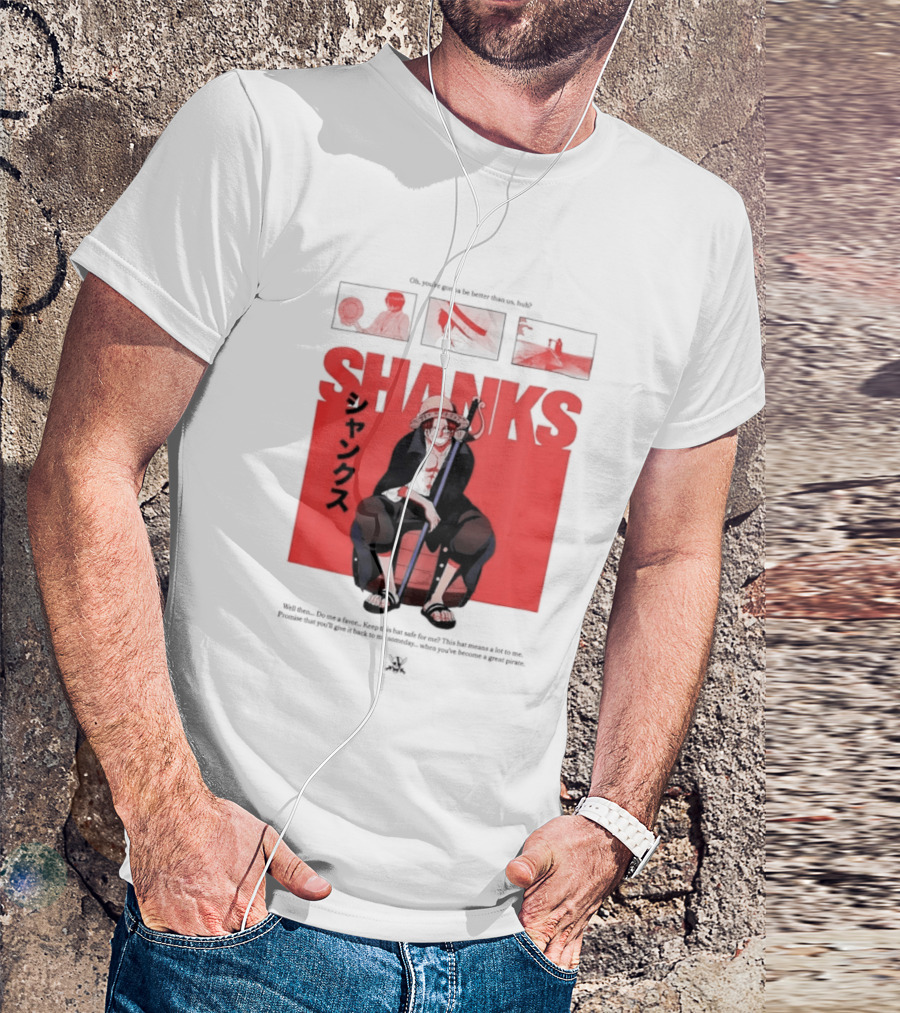 One Piece Shanks Luffy Straw Hat Pirates Manga Panels T-Shirt