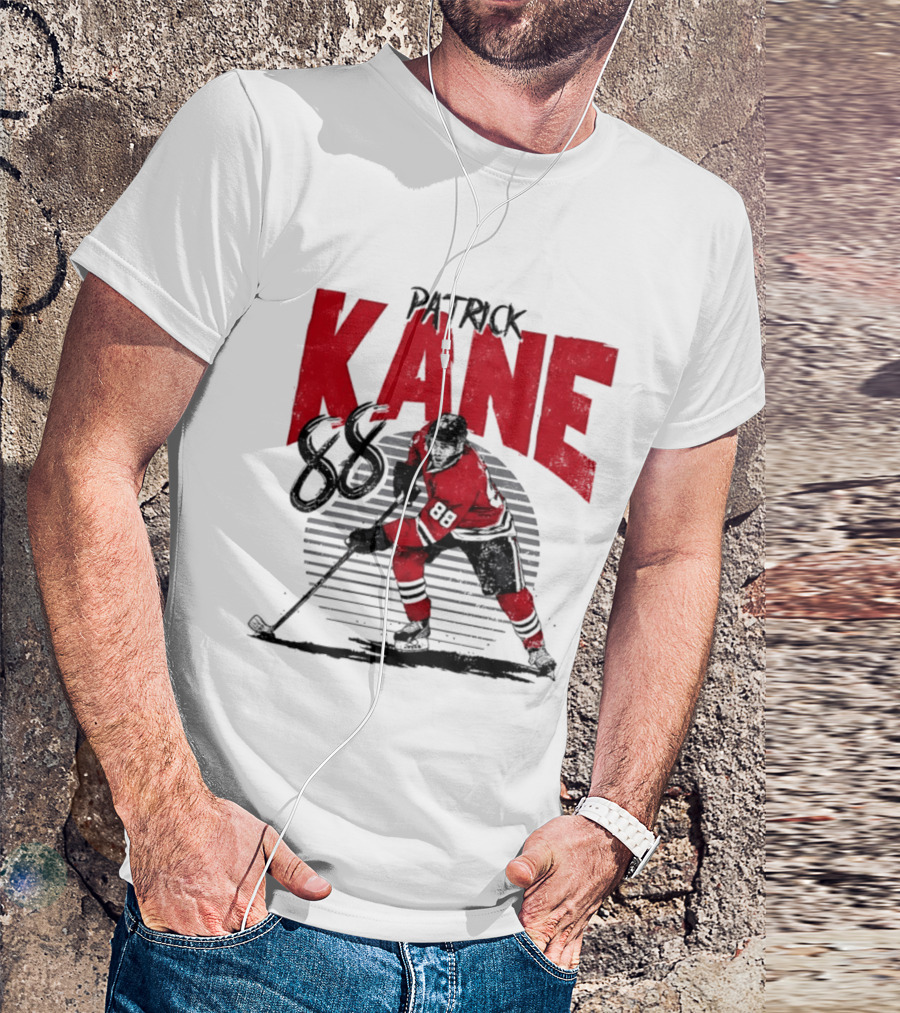 Patrick Kane 88 Chicago Blackhawks Hockey Player Action T-Shirt