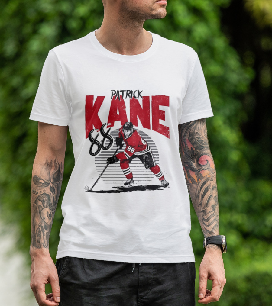 Patrick Kane 88 Chicago Blackhawks Hockey Player Action T-Shirt