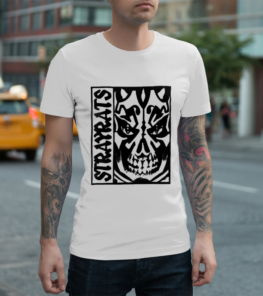 Stray Rats Skull Face Art Black And White T-Shirt