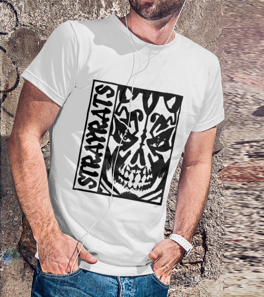 Stray Rats Skull Face Art Black And White T-Shirt