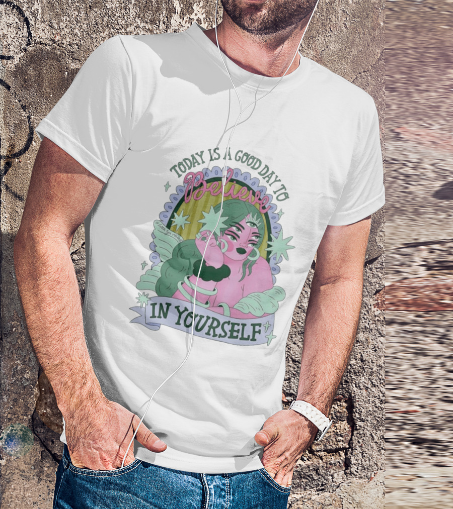 Today Is A Good Day To Believe In Yourself Celestial Character With Wings And Stars T-Shirt