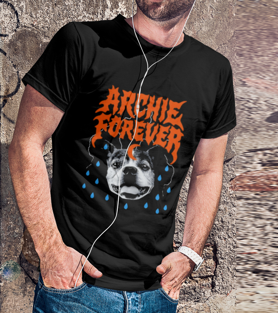 Archie Forever Dog Memorial Pet Tribute With Teardrops And Crescent Moon T-Shirt