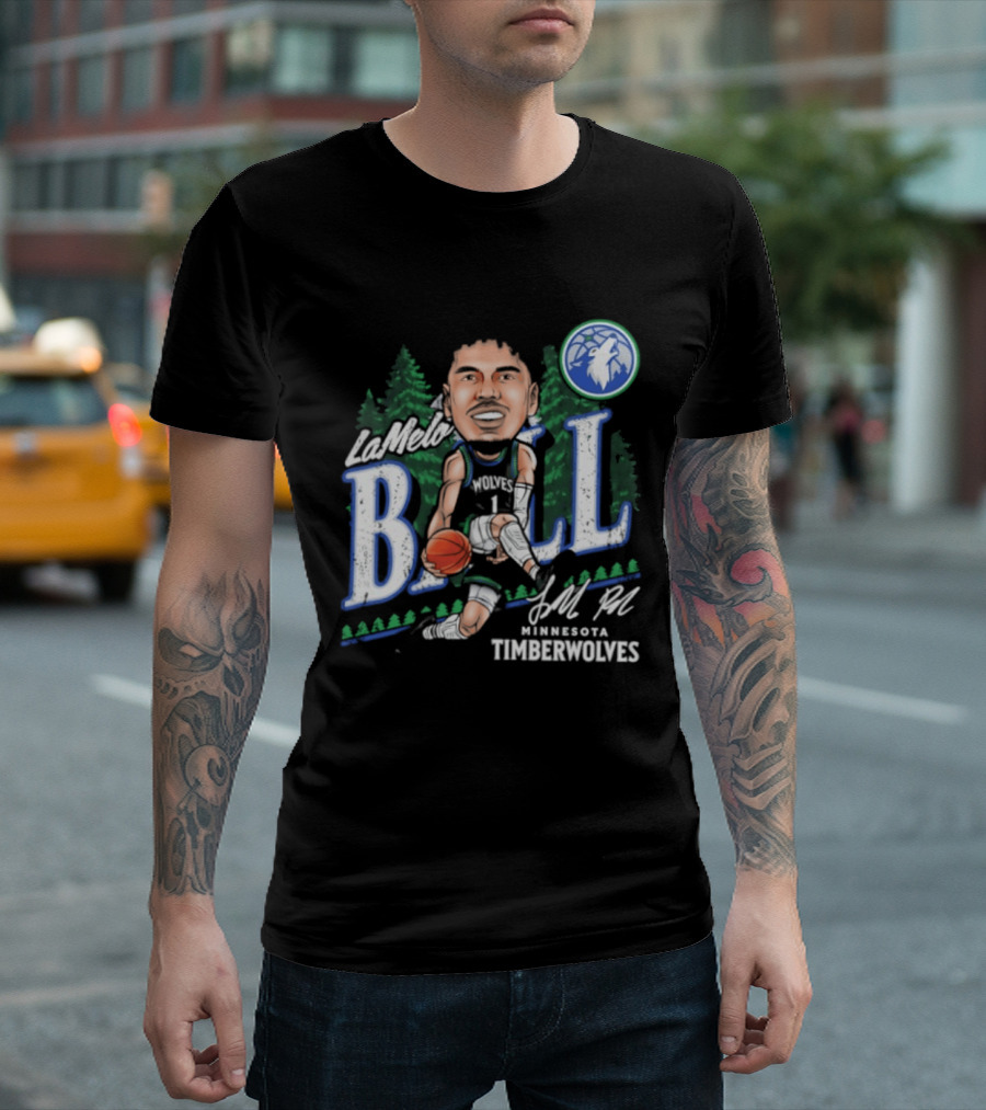 LaMelo Ball Minnesota Timberwolves Basketball Player Caricature T-Shirt