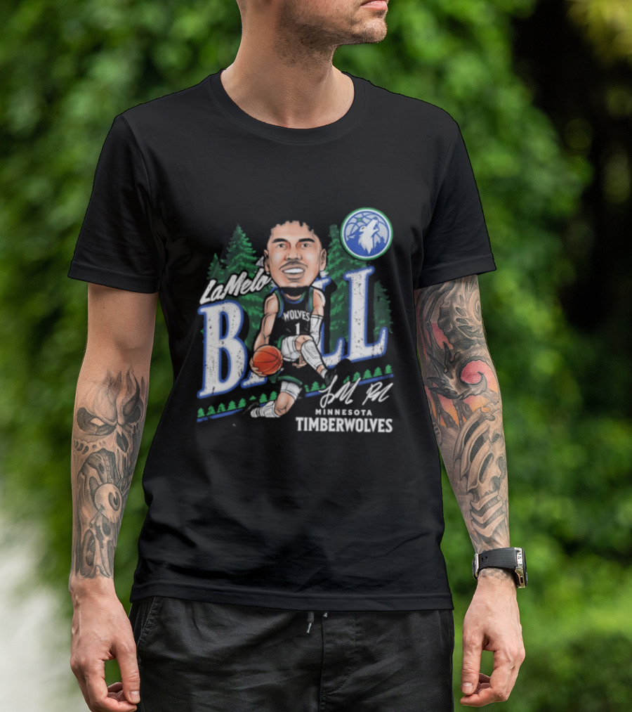 LaMelo Ball Minnesota Timberwolves Basketball Player Caricature T-Shirt