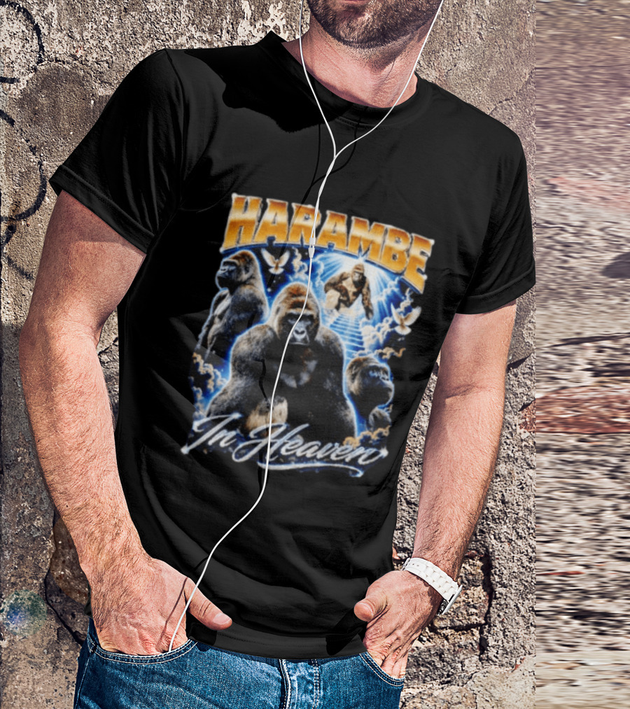 Harambe In Heaven Gorilla And Angels T-Shirt
