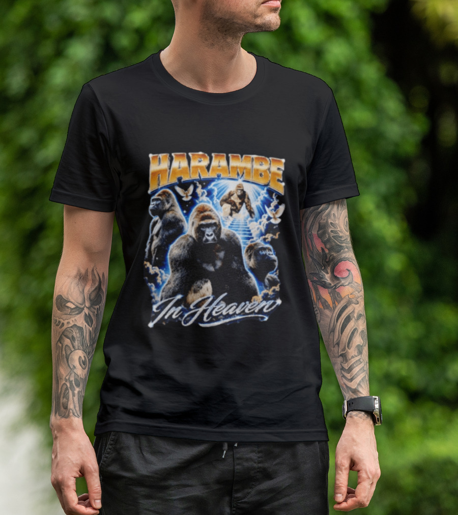 Harambe In Heaven Gorilla And Angels T-Shirt