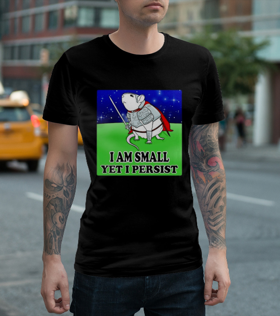 I Am Small Yet I Persist Knight Rat Armor Red Cape Stars T-Shirt