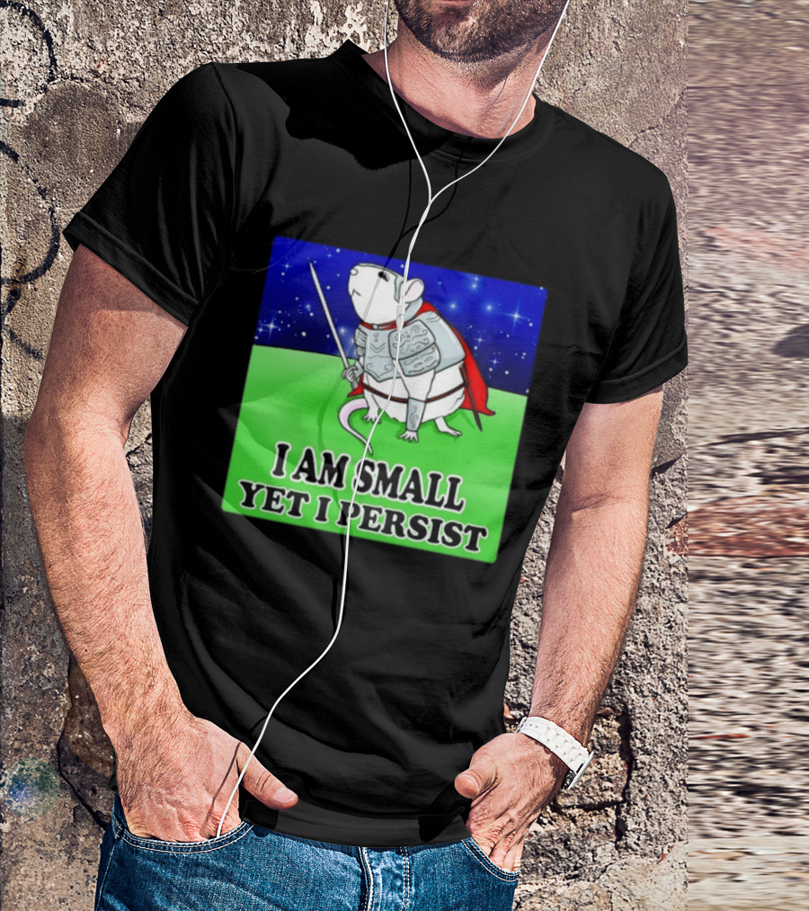 I Am Small Yet I Persist Knight Rat Armor Red Cape Stars T-Shirt