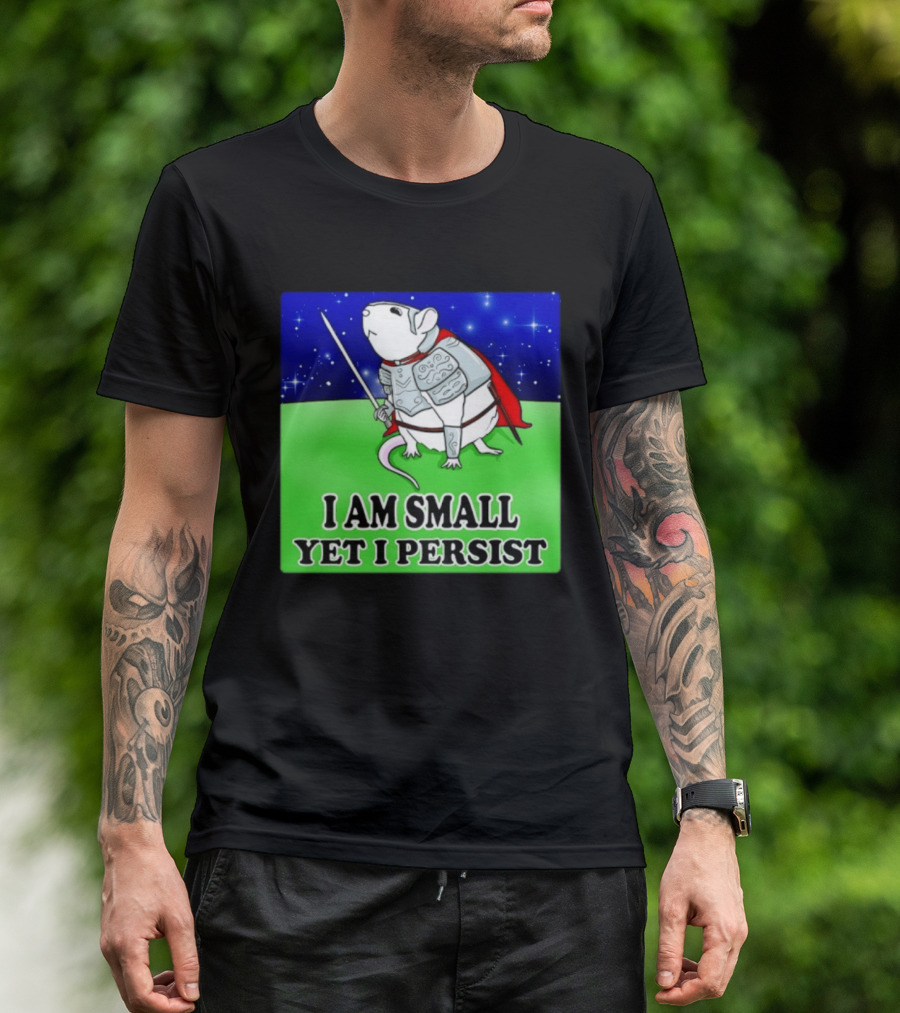 I Am Small Yet I Persist Knight Rat Armor Red Cape Stars T-Shirt
