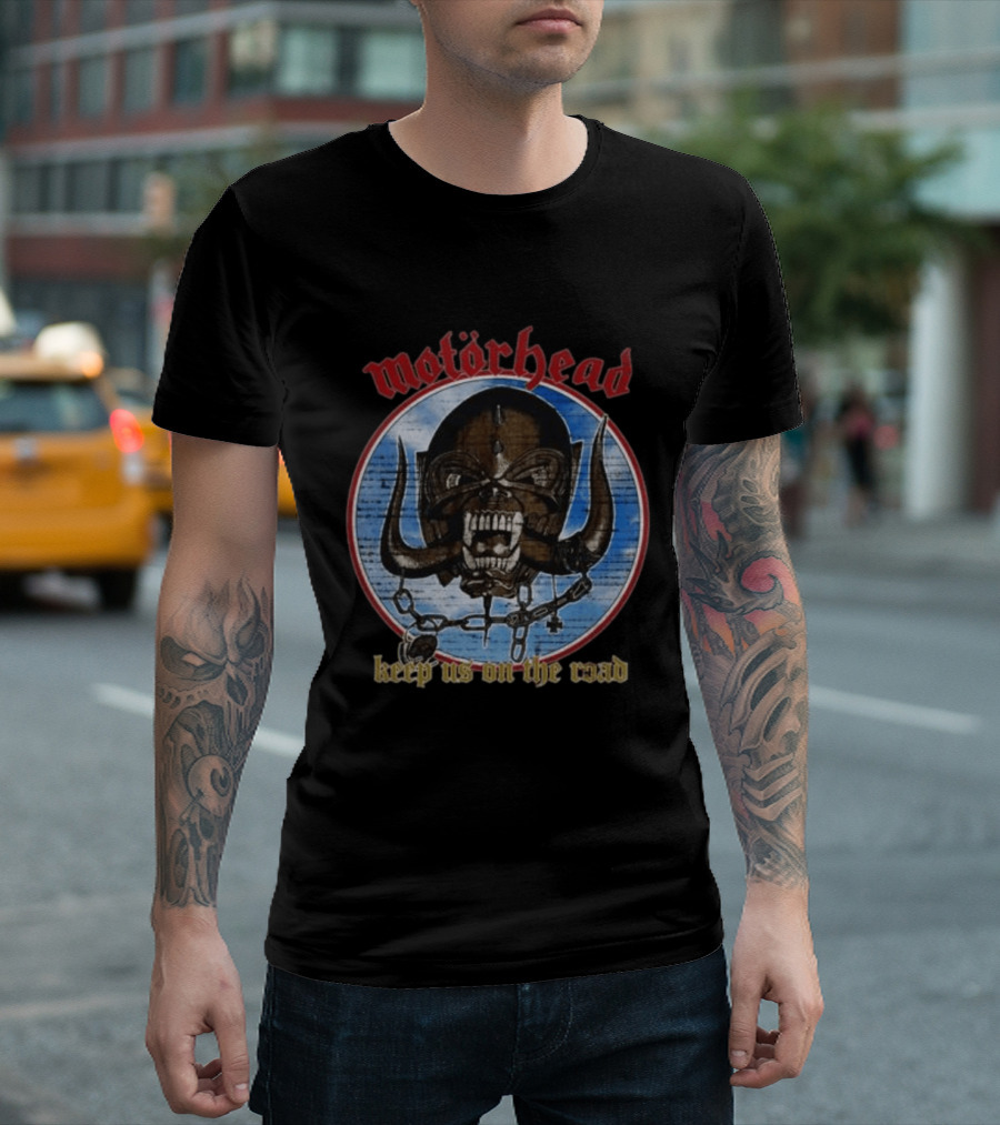 Motörhead Keep Us On The Road Skull Chain Iconic Rock Motif T-Shirt