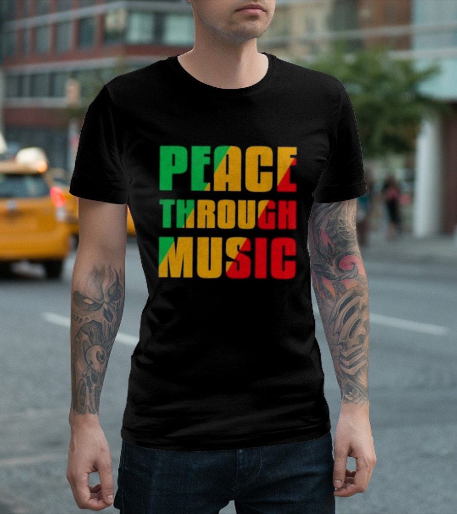 Peace Through Music Reggae Rasta Jamaica T-Shirt