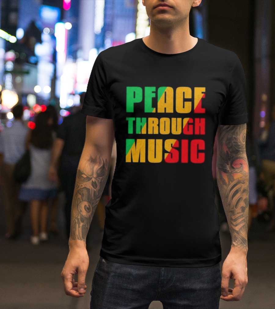 Peace Through Music Reggae Rasta Jamaica T-Shirt