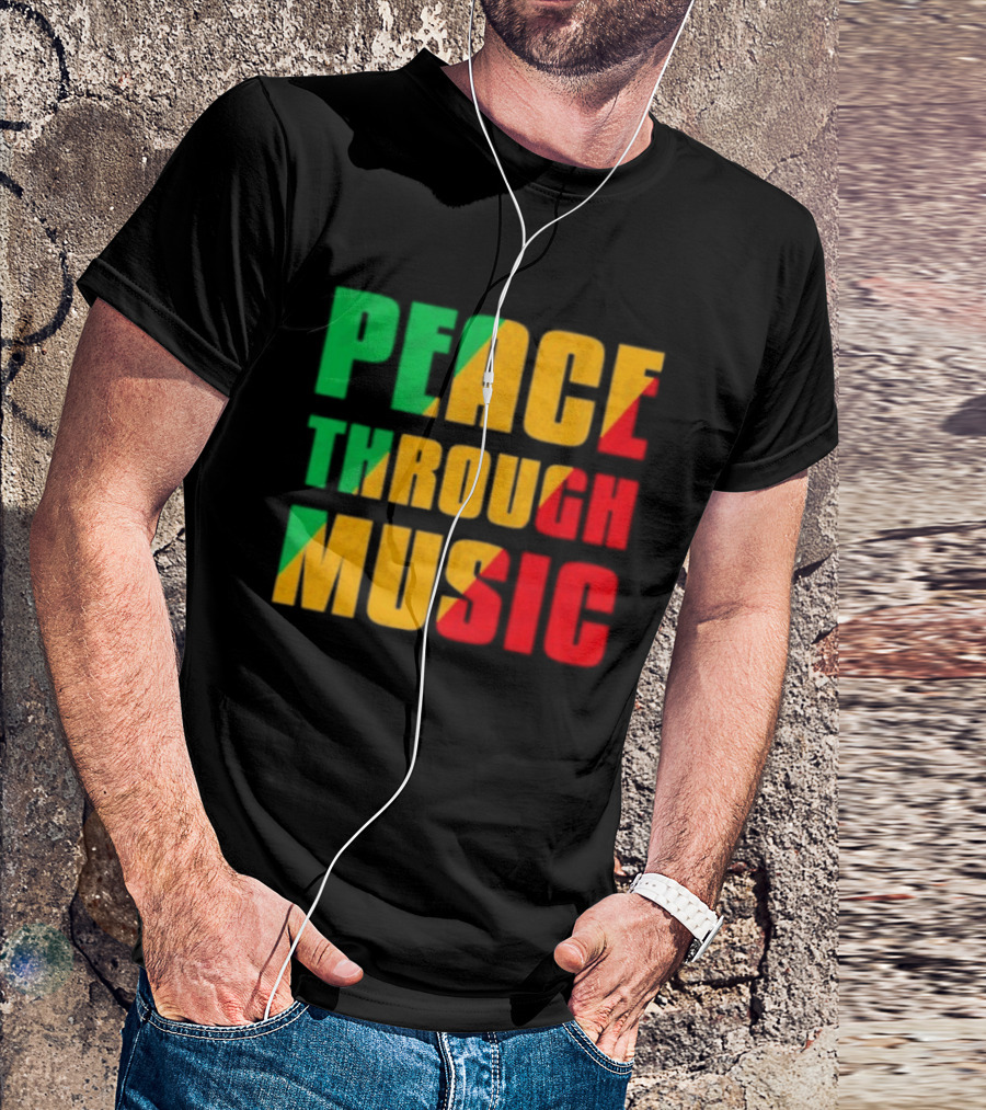 Peace Through Music Reggae Rasta Jamaica T-Shirt