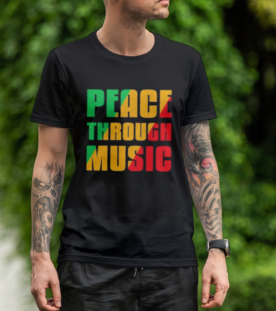 Peace Through Music Reggae Rasta Jamaica T-Shirt