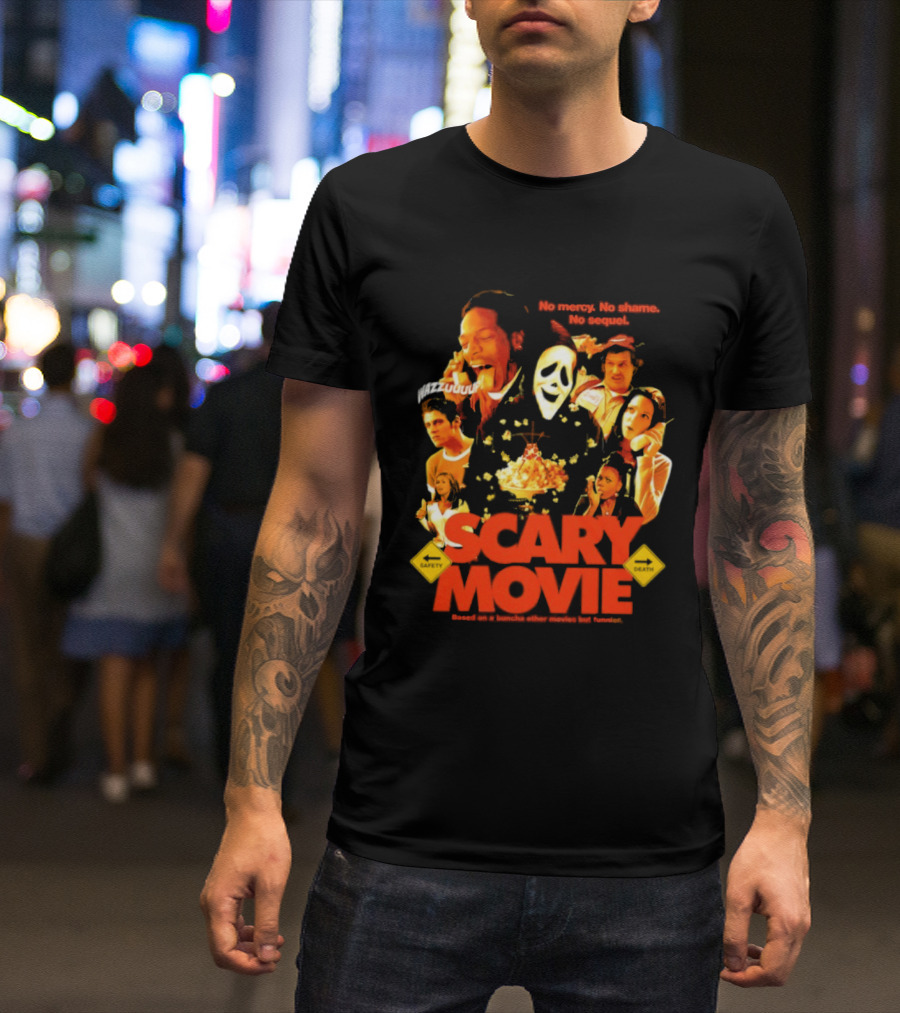 Scary Movie No Mercy No Shame No Sequel Spoof Characters Popcorn Scene T-Shirt