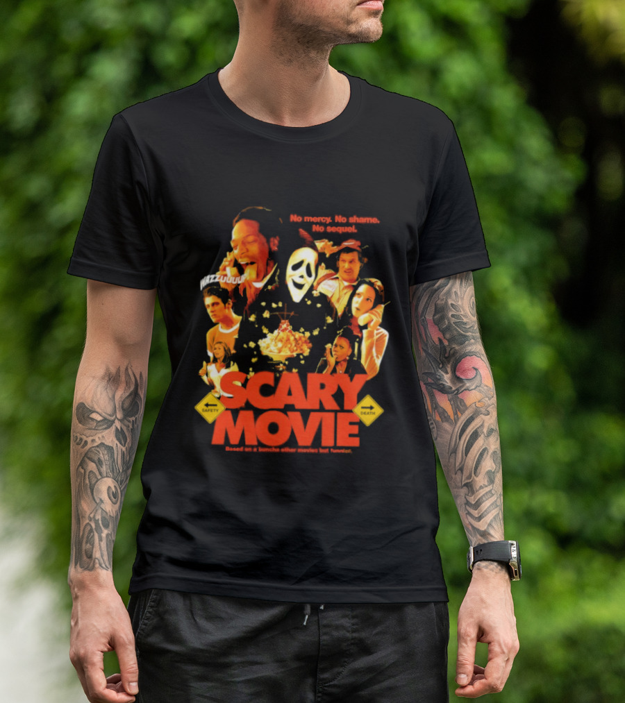 Scary Movie No Mercy No Shame No Sequel Spoof Characters Popcorn Scene T-Shirt