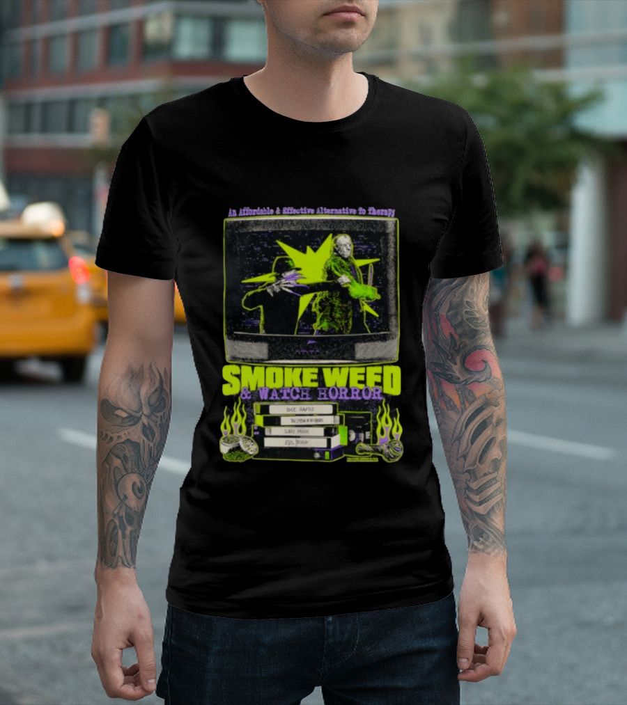 Affordable Effective Alternative Freddy Krueger Jason Voorhees Smoke Weed Horror T-Shirt