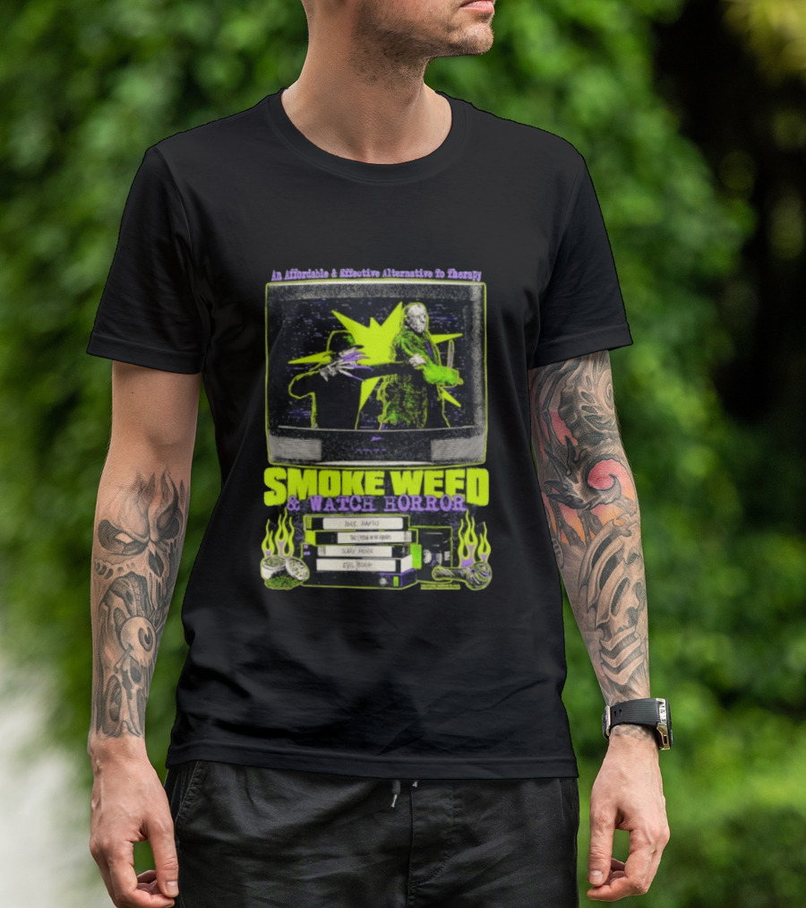 Affordable Effective Alternative Freddy Krueger Jason Voorhees Smoke Weed Horror T-Shirt
