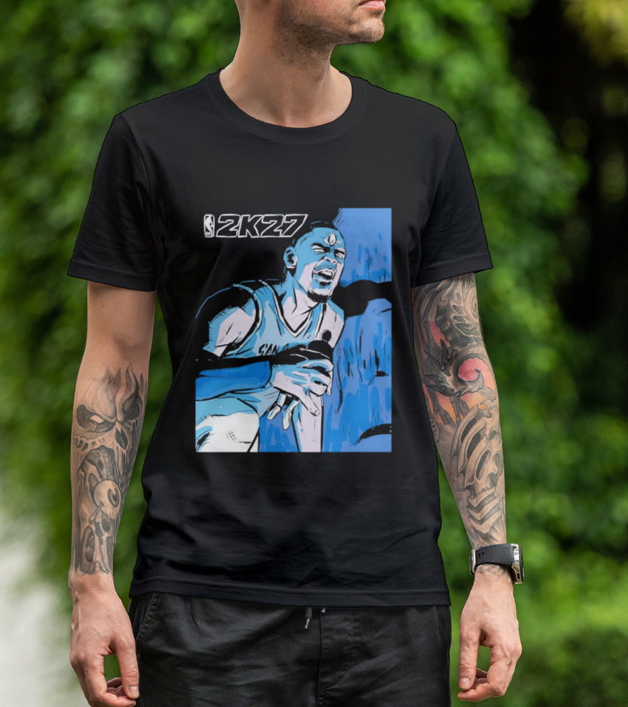 Victor Wembanyama NBA 2K27 Basketball Game Cover T-Shirt