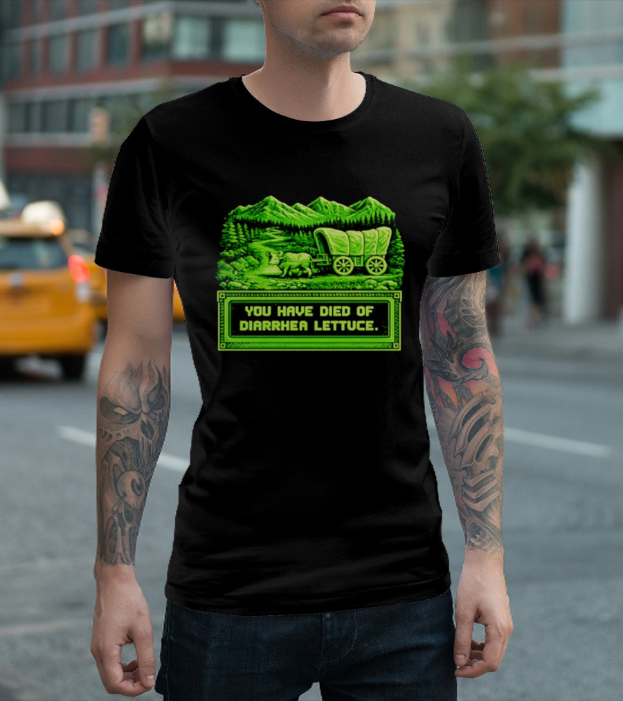 You Have Died Of Diarrhea Lettuce Wagon Trail Retro Gaming T-Shirt