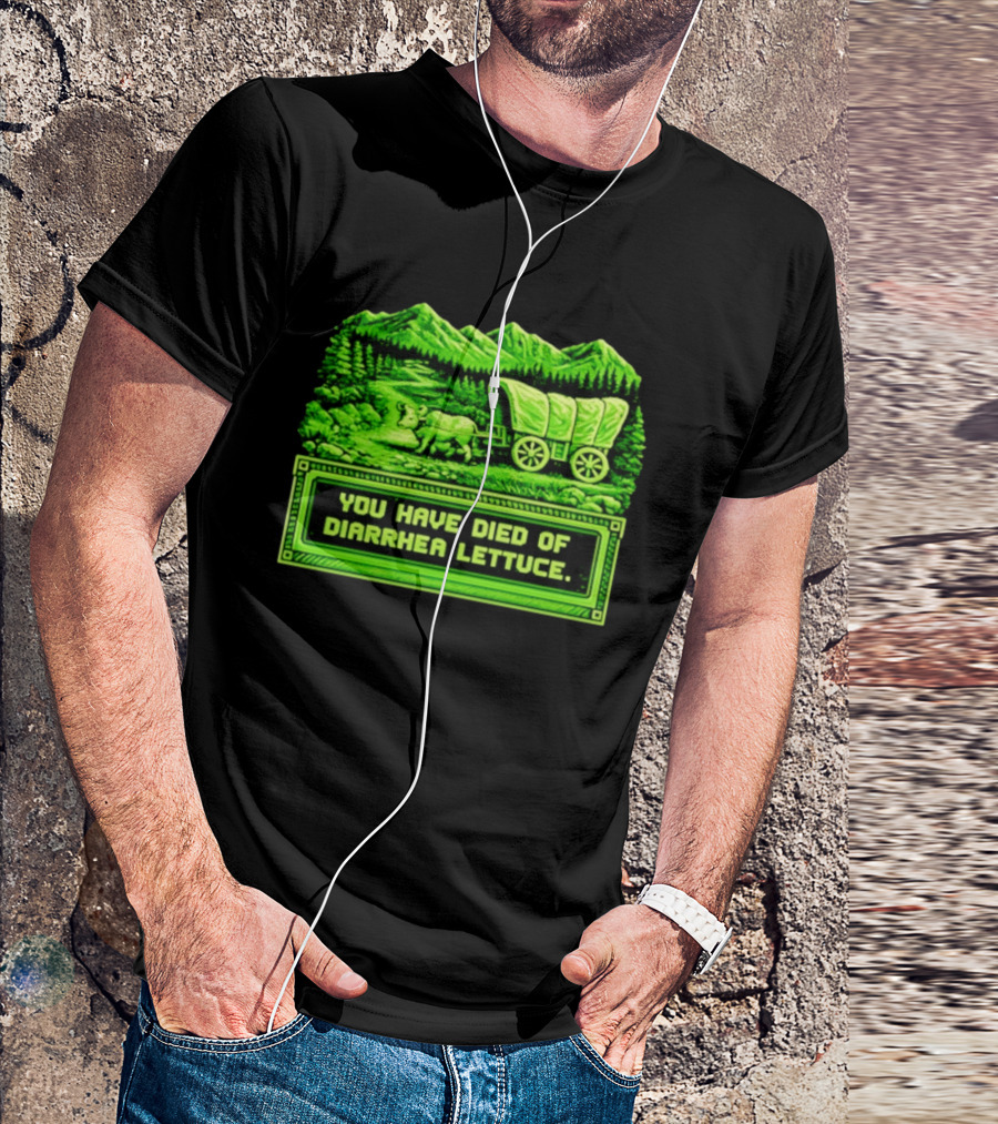 You Have Died Of Diarrhea Lettuce Wagon Trail Retro Gaming T-Shirt
