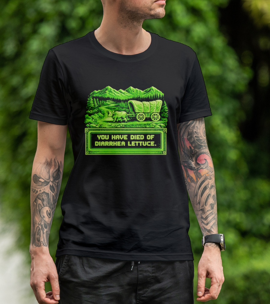 You Have Died Of Diarrhea Lettuce Wagon Trail Retro Gaming T-Shirt