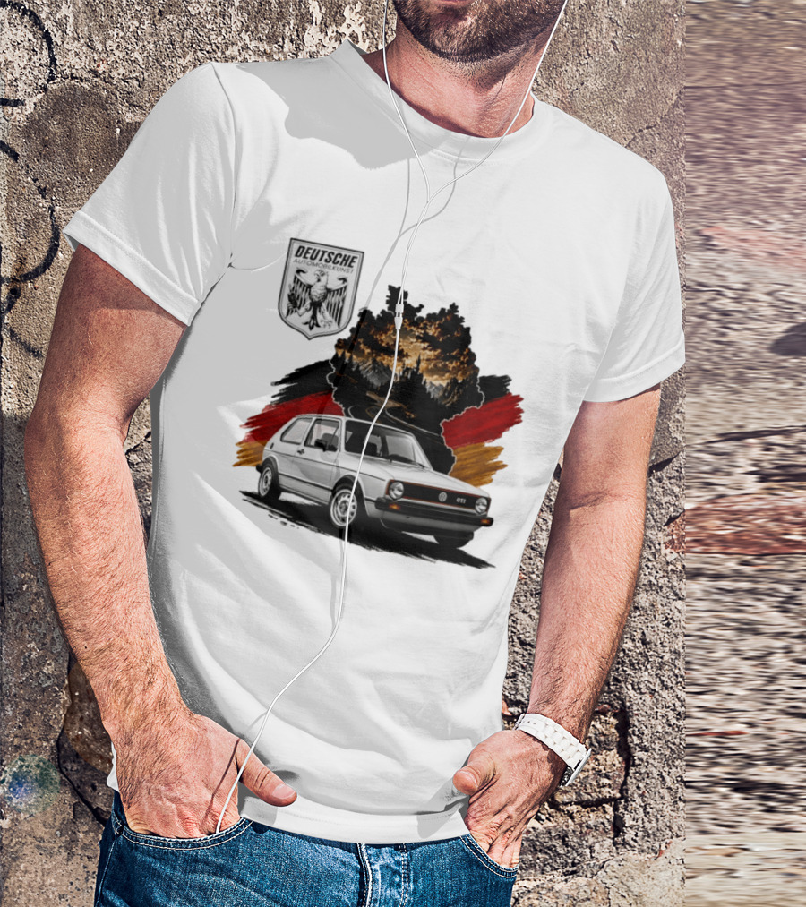 Deutsche Automobilkunst Volkswagen Golf GTI Germany Map Scenic Road Eagle Crest T-Shirt