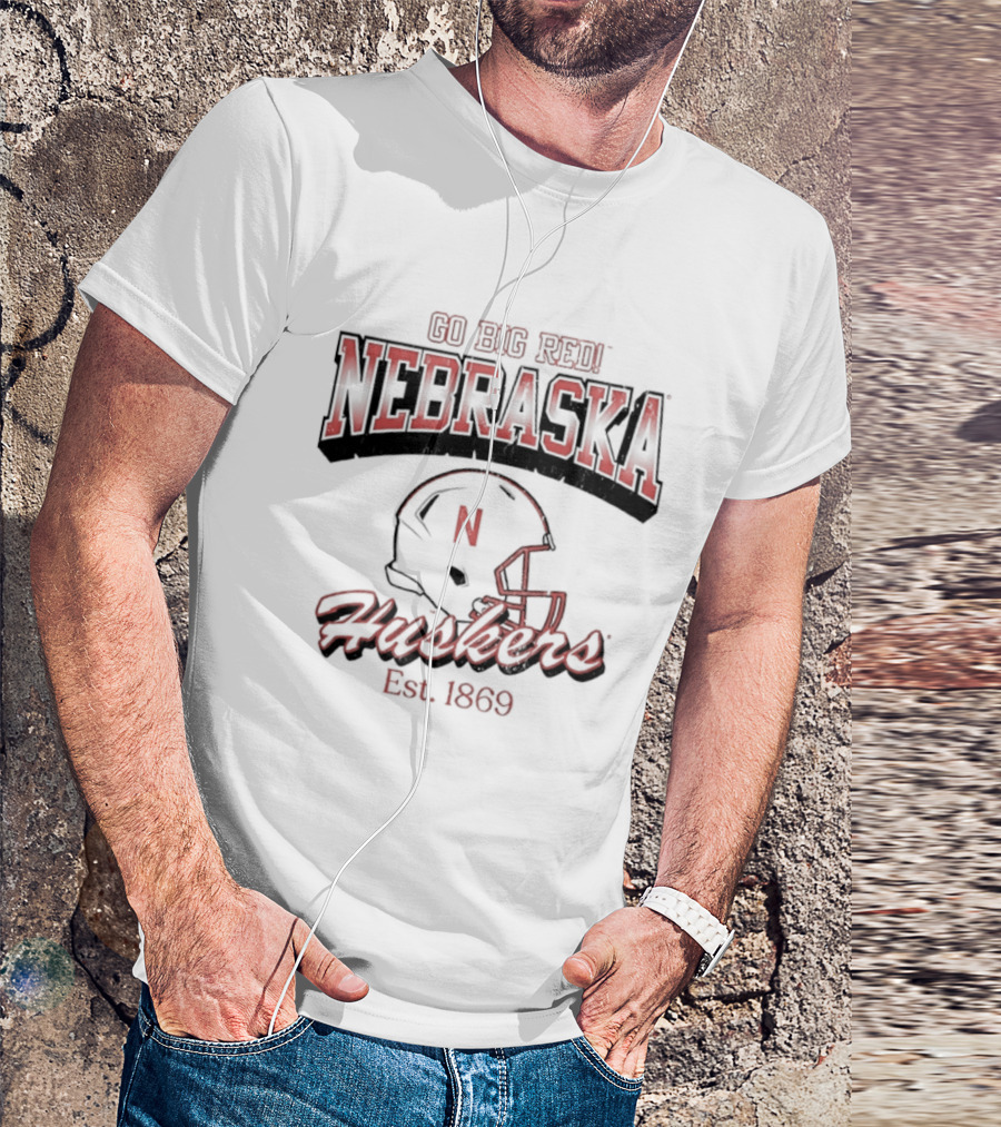 Go Big Red Nebraska Huskers Est 1869 Helmet T-Shirt