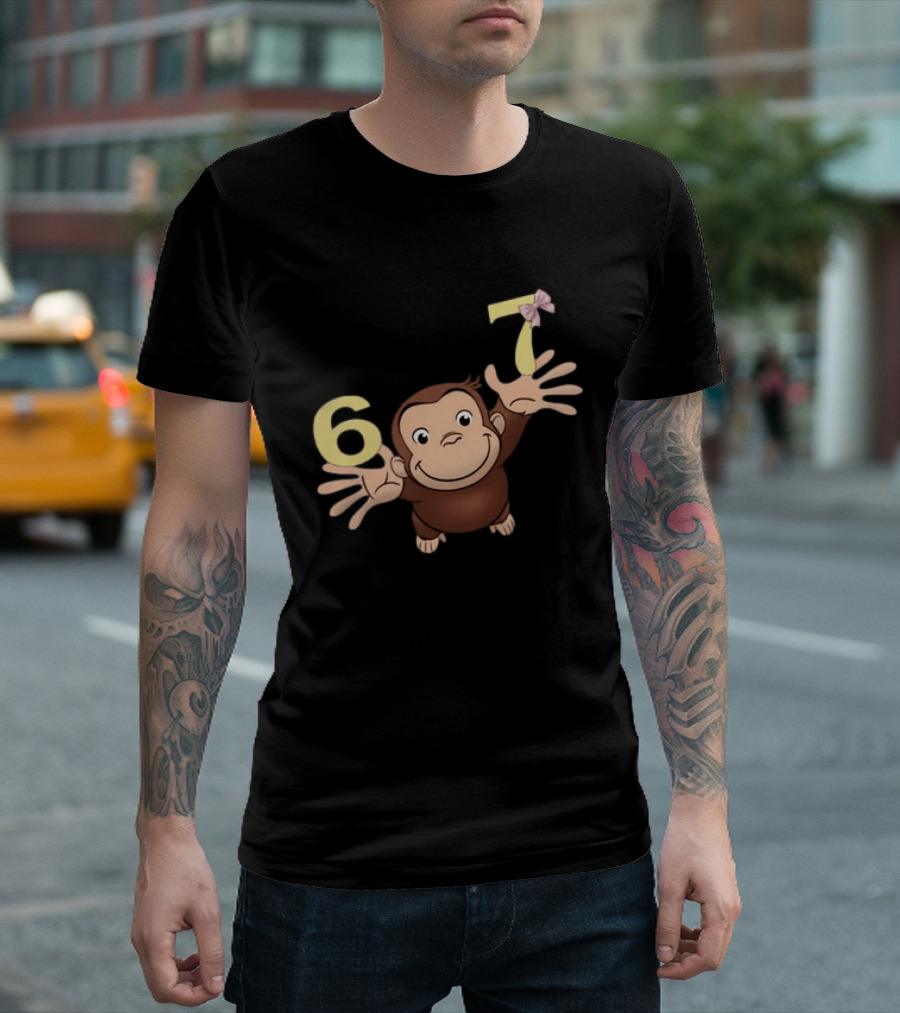 Curious George 67 Birthday Celebration Monkey And Numbers T-Shirt